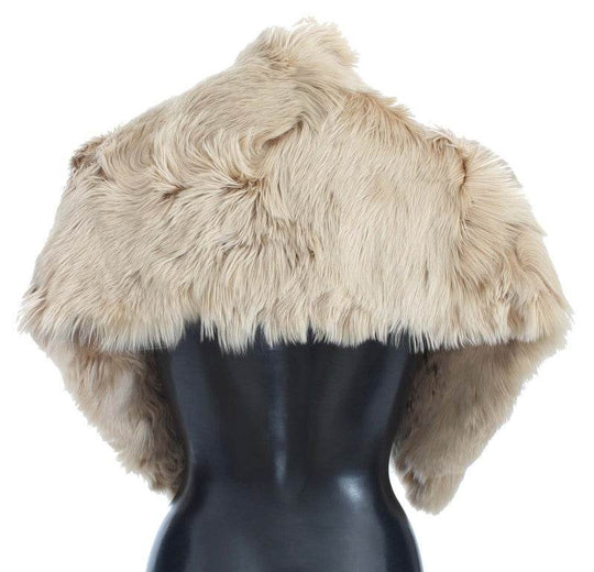 Dolce & Gabbana Elegantes Umhängetuch aus Alpakafell in Beige - Léoré