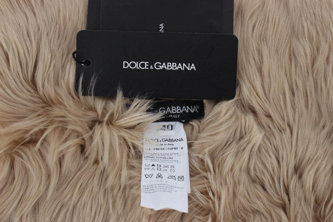 Dolce & Gabbana Elegantes Umhängetuch aus Alpakafell in Beige - Léoré