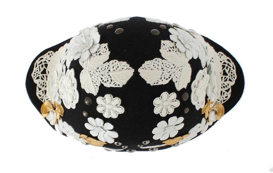 Dolce & Gabbana Eleganter Cloche-Hut aus schwarzer Wolle mit Blumenmuster - Léoré