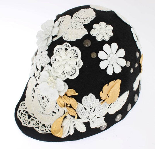 Dolce & Gabbana Eleganter Cloche-Hut aus schwarzer Wolle mit Blumenmuster - Léoré