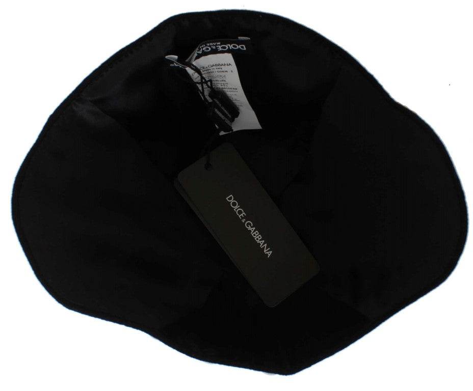 Dolce & Gabbana Eleganter Cloche-Hut aus schwarzer Wolle mit Blumenmuster - Léoré