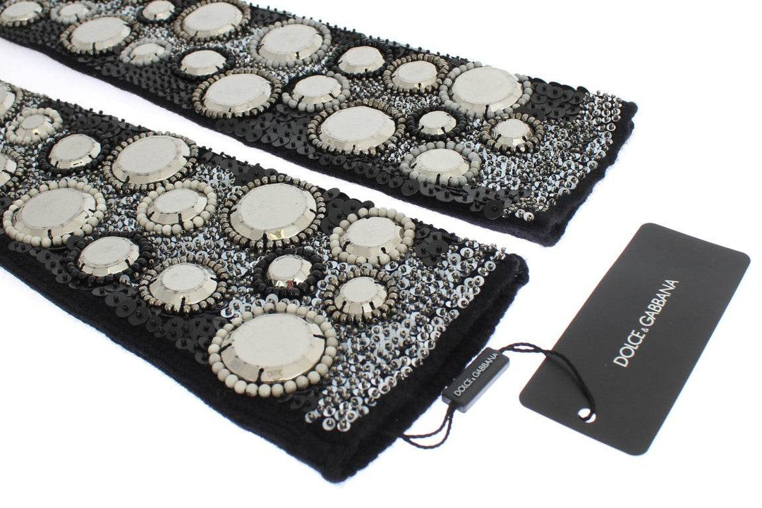 Dolce & Gabbana Fingerlose Handschuhe aus Kaschmir mit Paillettenbesatz - Léoré