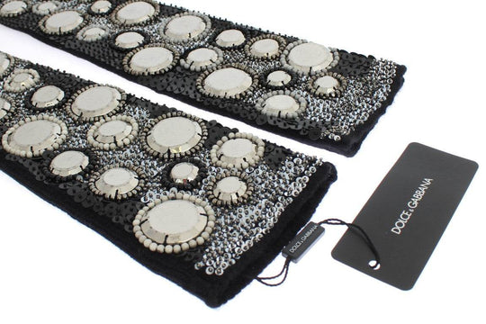Dolce & Gabbana Fingerlose Handschuhe aus Kaschmir mit Paillettenbesatz - Léoré