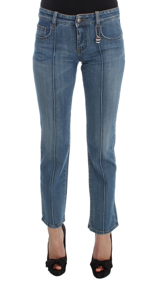 Costume National Blaue Slim Fit Cropped Jeans aus Baumwolle