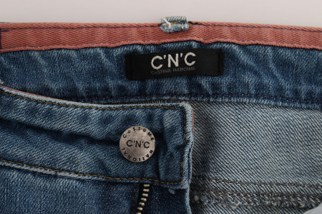 Costume National Blaue Slim Fit Cropped Jeans aus Baumwolle