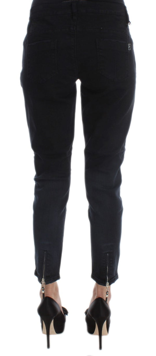 Costume National Schwarze Slim Fit Cropped Jeans aus Baumwolle