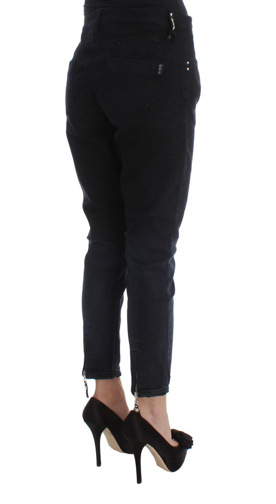 Costume National Schwarze Slim Fit Cropped Jeans aus Baumwolle