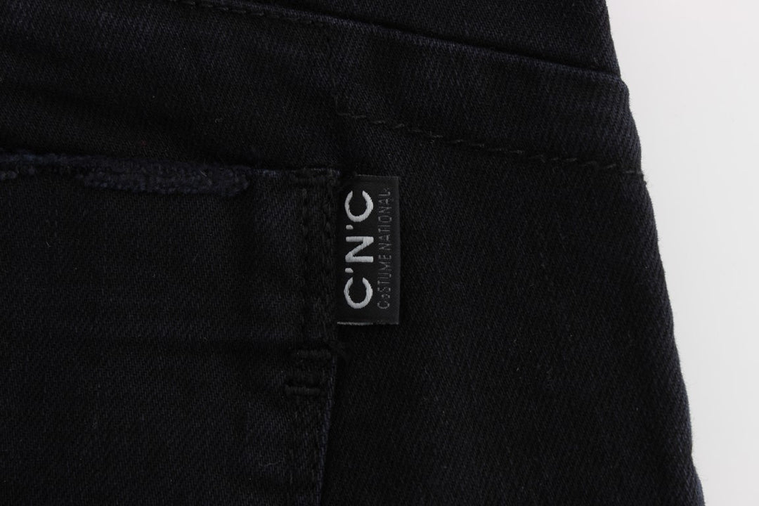 Costume National Schwarze Slim Fit Cropped Jeans aus Baumwolle