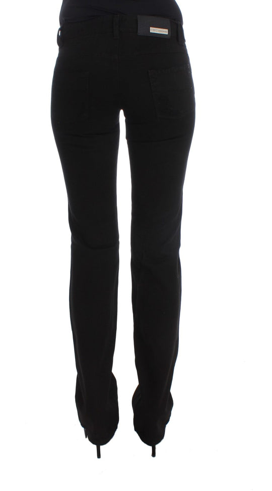 Costume National Schwarze Slim Fit Bootcut-Jeans aus Baumwolle