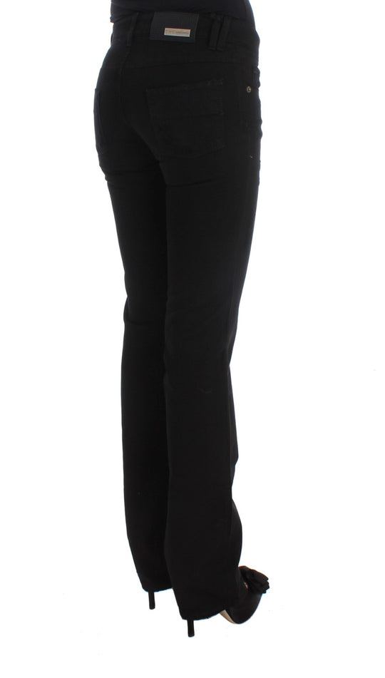 Costume National Schwarze Slim Fit Bootcut-Jeans aus Baumwolle