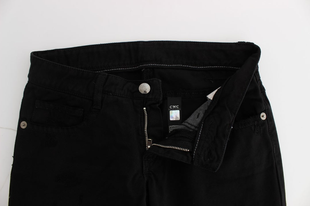 Costume National Schwarze Slim Fit Bootcut-Jeans aus Baumwolle