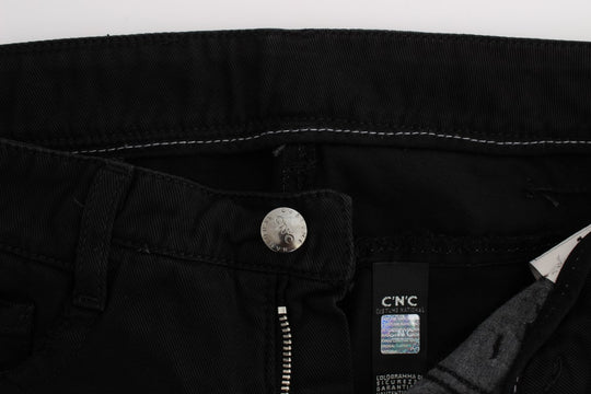 Costume National Schwarze Slim Fit Bootcut-Jeans aus Baumwolle