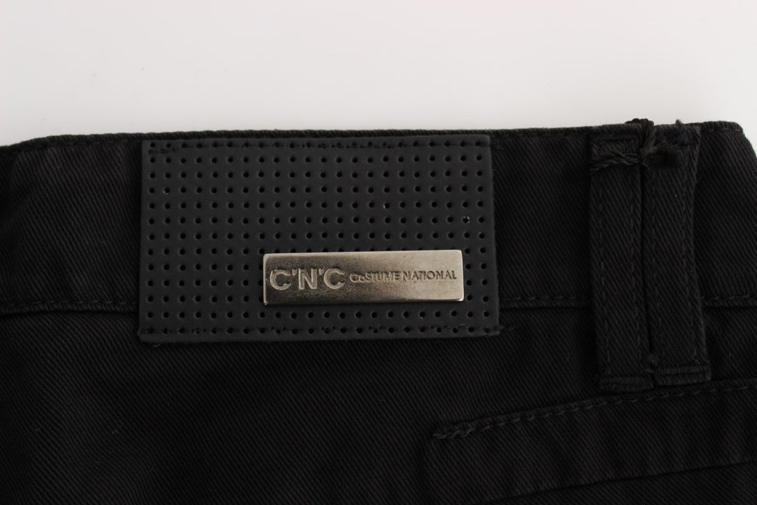 Costume National Schwarze Slim Fit Bootcut-Jeans aus Baumwolle