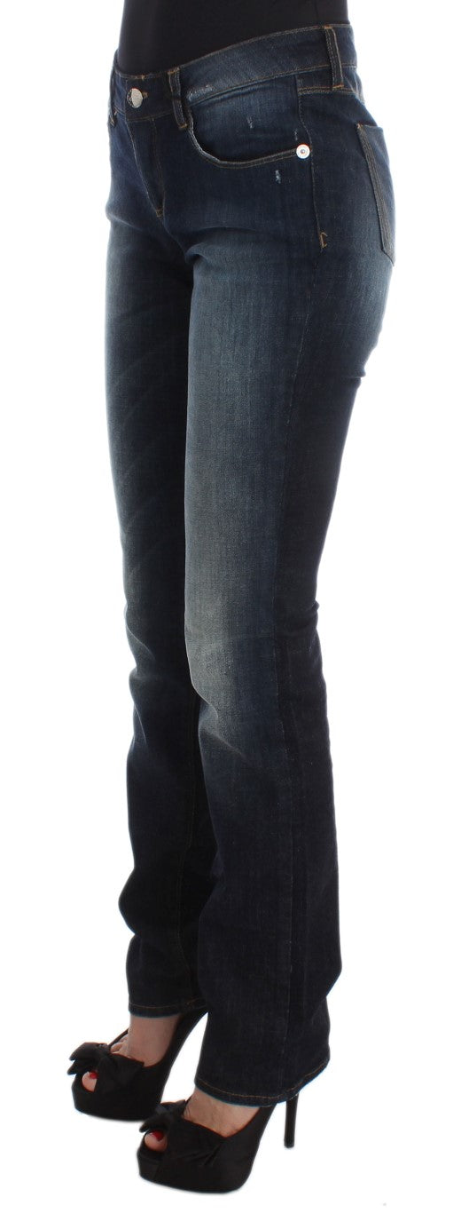 Costume National Blaue Slim Fit Bootcut-Jeans aus Baumwolle