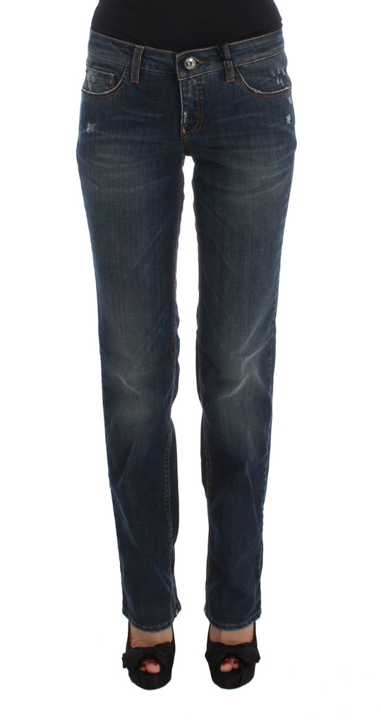 Costume National Blaue Bootcut-Jeans aus Baumwollmischung