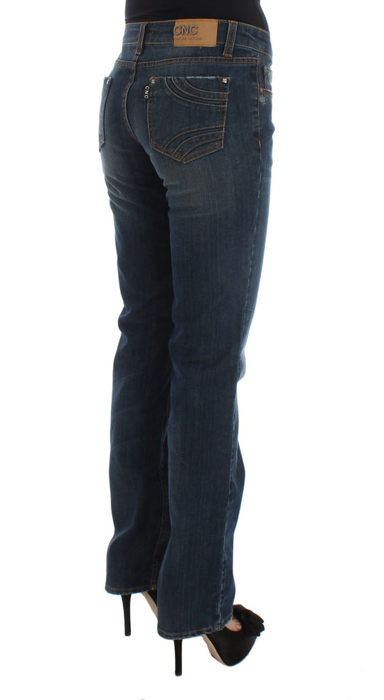 Costume National Blaue Bootcut-Jeans aus Baumwollmischung