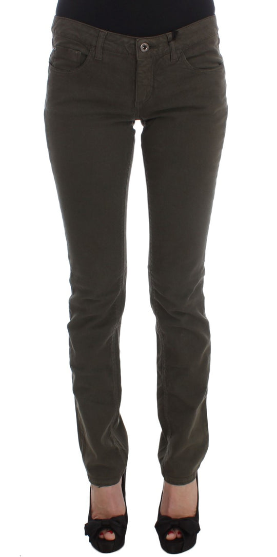 Costume National Grüne Slim Fit Jeans aus Baumwollmischung