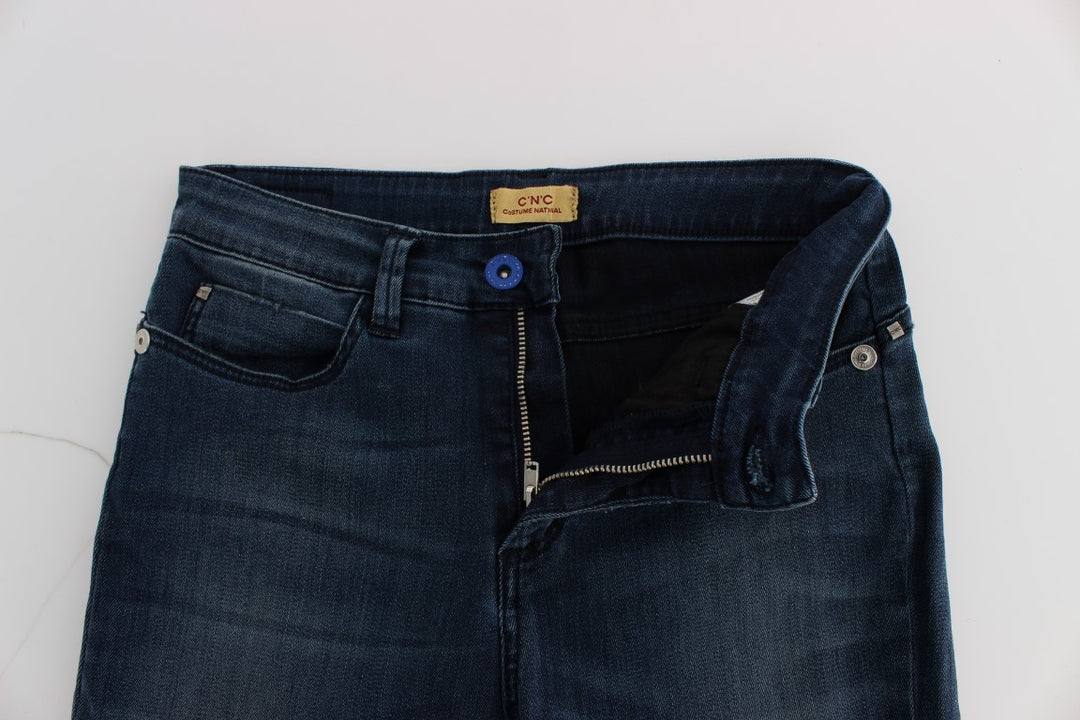 Costume National Blaue Slim Fit Jeans aus Baumwollmischung
