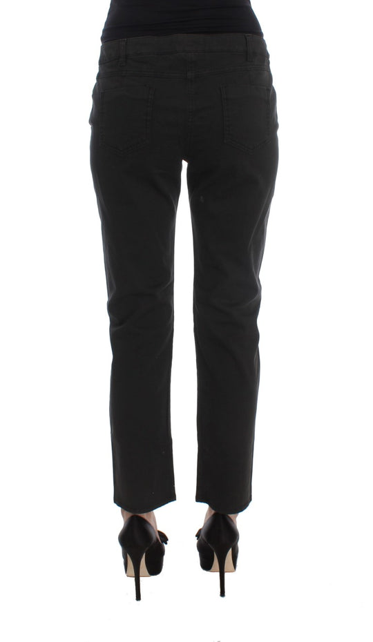Costume National Schwarze Baumwoll-Capri-Cropped-Denim-Jeans