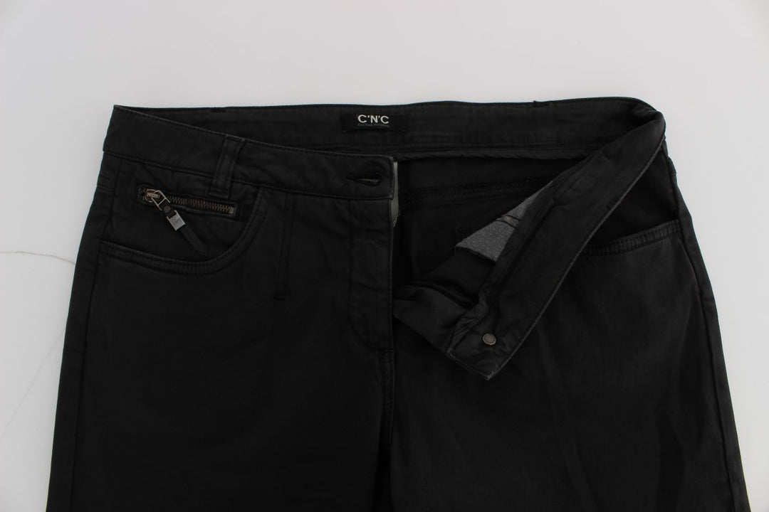 Costume National Schwarze Baumwoll-Capri-Cropped-Denim-Jeans