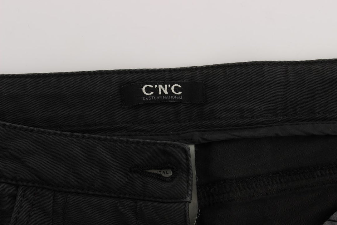 Costume National Schwarze Baumwoll-Capri-Cropped-Denim-Jeans