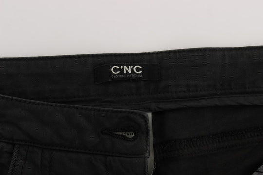 Costume National Schwarze Baumwoll-Capri-Cropped-Denim-Jeans