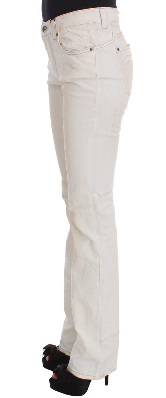 Costume National Weiße Slim Fit Bootcut Jeans aus Baumwolle