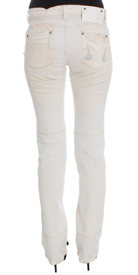 Costume National Weiße Slim Fit Bootcut Jeans aus Baumwolle