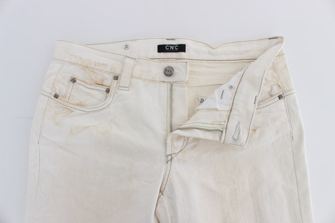 Costume National Weiße Slim Fit Bootcut Jeans aus Baumwolle