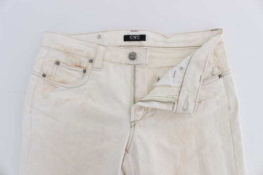 Costume National Weiße Slim Fit Bootcut Jeans aus Baumwolle