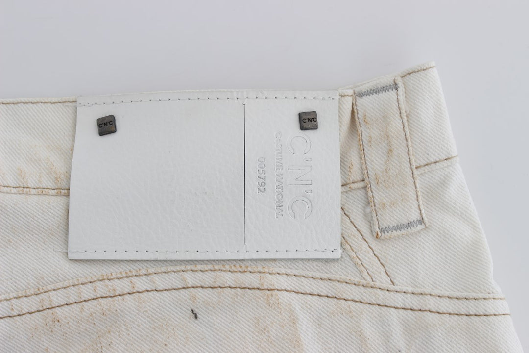 Costume National Weiße Slim Fit Bootcut Jeans aus Baumwolle