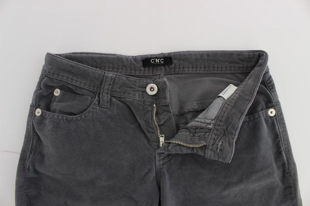 Costume National Graue Baumwolle Super Slim Corduroys Jeans