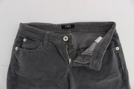 Costume National Graue Baumwolle Super Slim Corduroys Jeans
