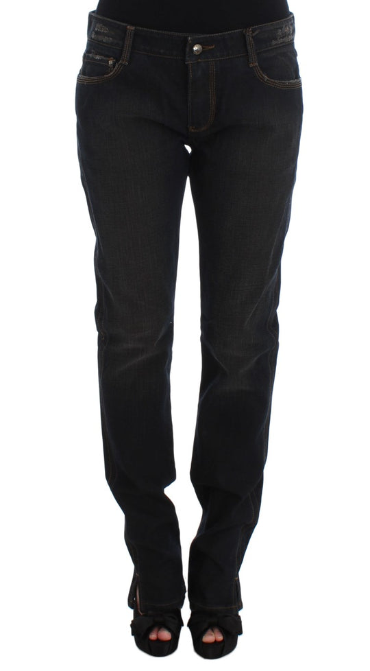 Ermanno Scervino Boyfriend Jeans aus Baumwolle mit blauer Waschung