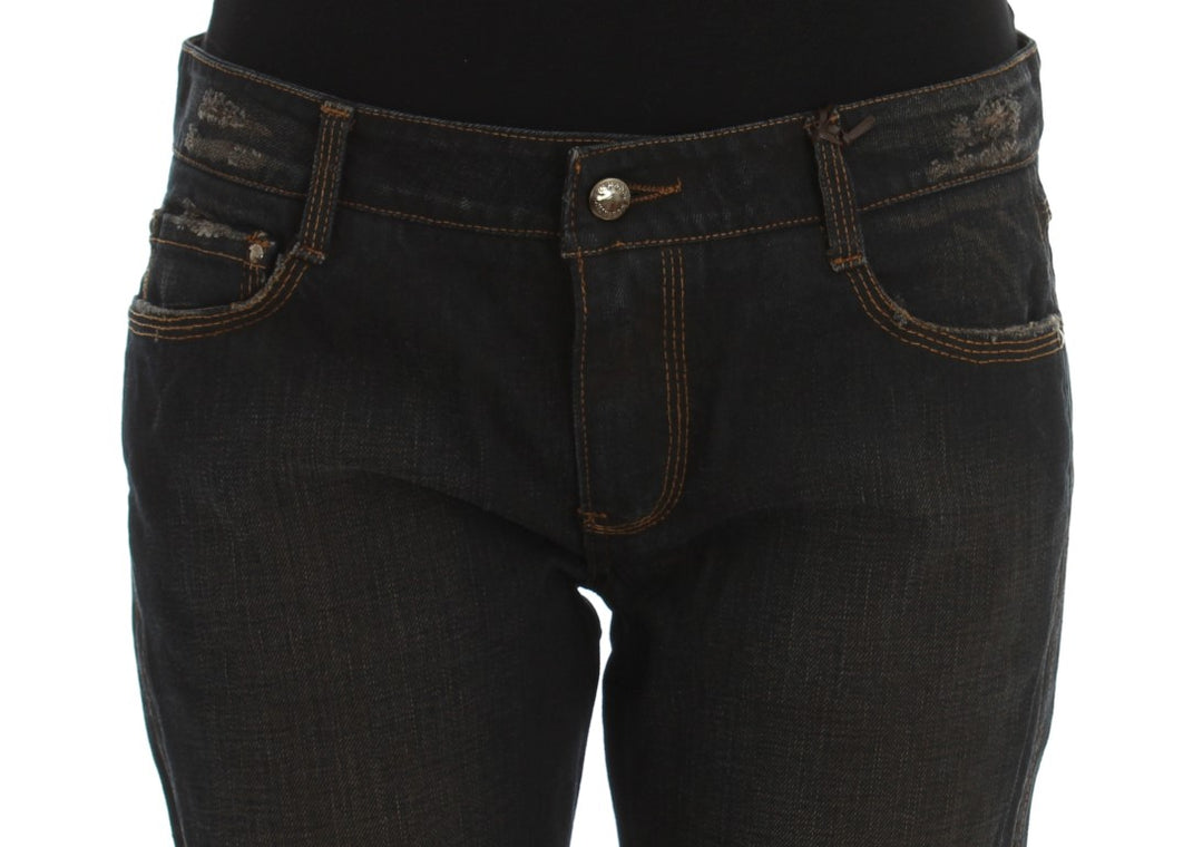 Ermanno Scervino Boyfriend Jeans aus Baumwolle mit blauer Waschung