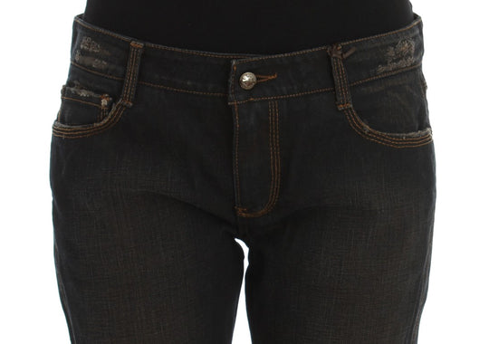 Ermanno Scervino Boyfriend Jeans aus Baumwolle mit blauer Waschung