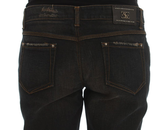 Ermanno Scervino Boyfriend Jeans aus Baumwolle mit blauer Waschung
