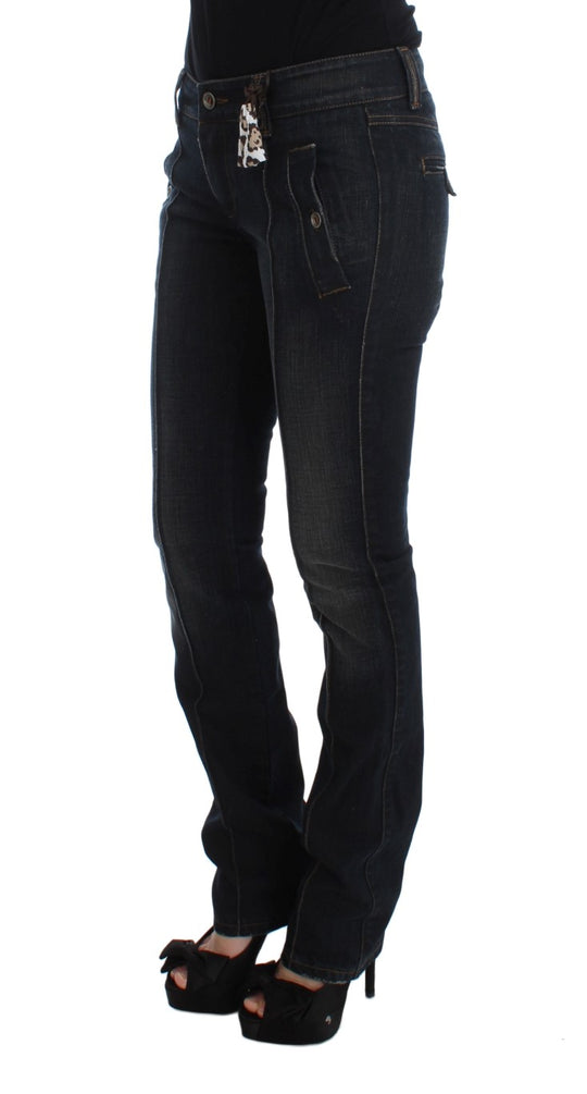 Ermanno Scervino Blaue Waschung Baumwolle Slim Fit Jeans