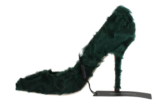Dolce & Gabbana Elegante Grüne Xiangao Pelz Leder Pumps - Léoré