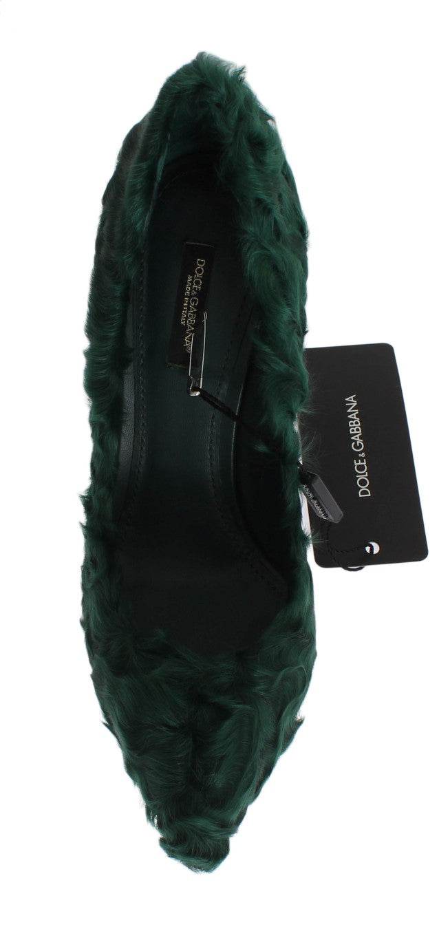 Dolce & Gabbana Elegante Grüne Xiangao Pelz Leder Pumps - Léoré