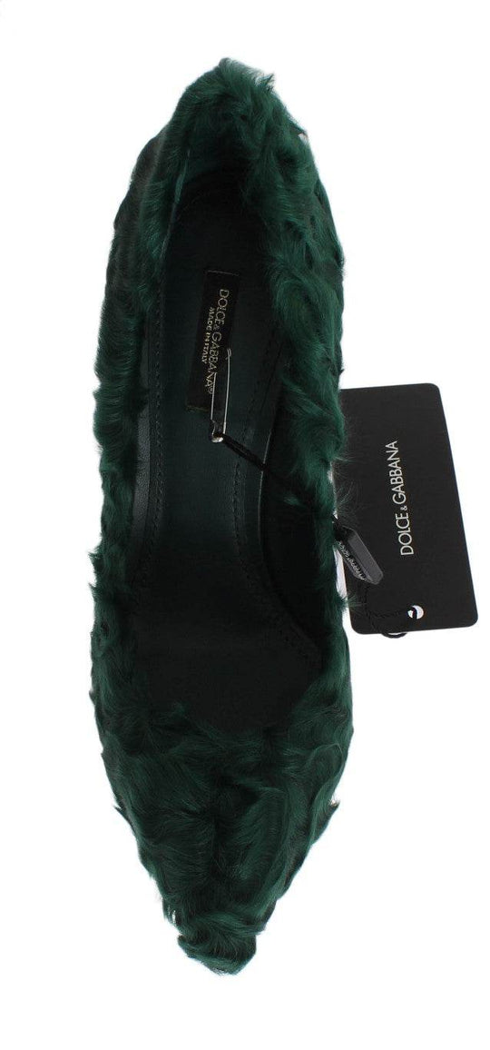 Dolce & Gabbana Elegante Grüne Xiangao Pelz Leder Pumps - Léoré