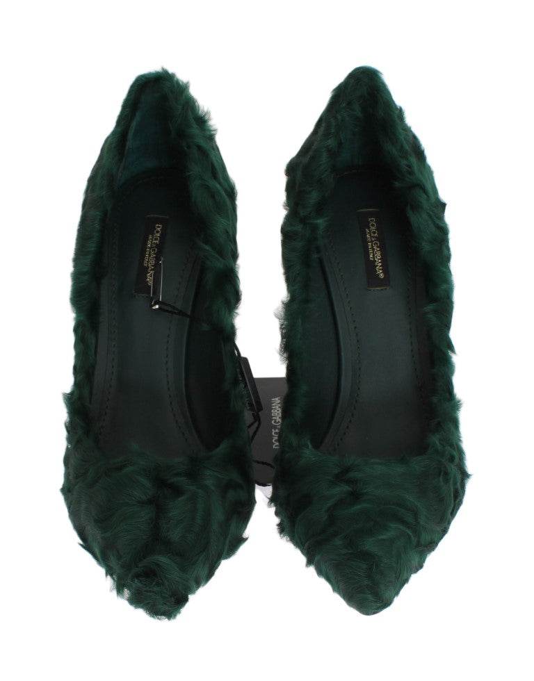Dolce & Gabbana Elegante Grüne Xiangao Pelz Leder Pumps - Léoré
