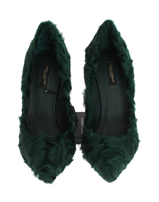 Dolce & Gabbana Elegante Grüne Xiangao Pelz Leder Pumps - Léoré