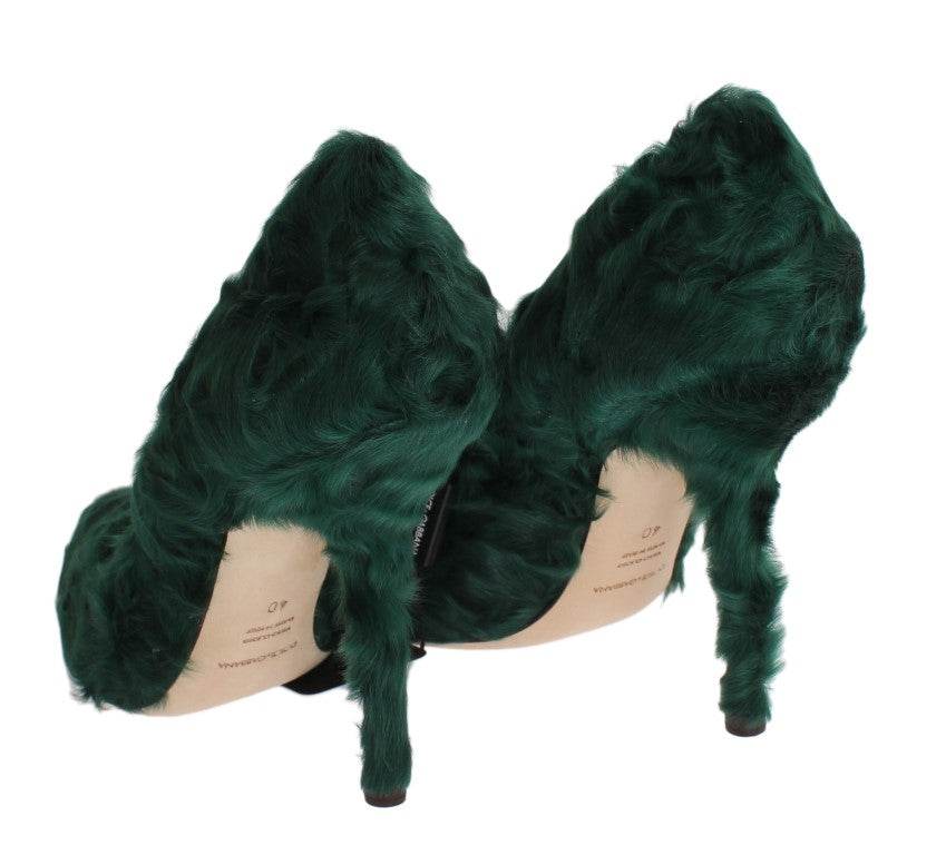 Dolce & Gabbana Elegante Grüne Xiangao Pelz Leder Pumps - Léoré
