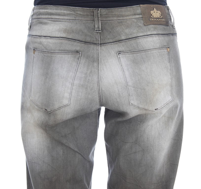 Ermanno Scervino Graue Boyfriend-Jeans aus Baumwollmischung in lockerer Passform