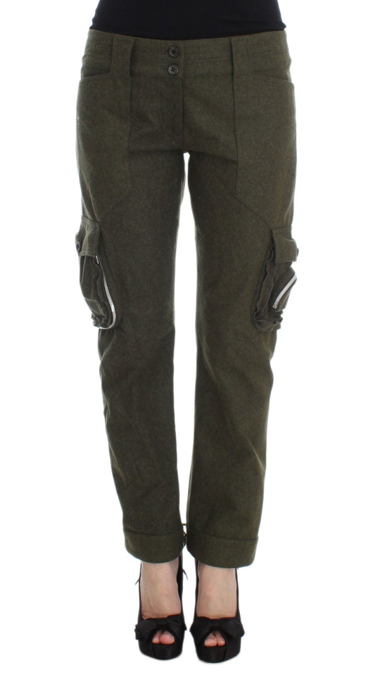 Ermanno Scervino Grüne Cargo-Hose aus Wollmischung in lockerer Passform