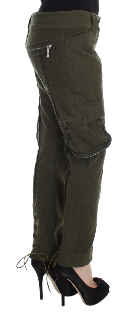 Ermanno Scervino Grüne Cargo-Hose aus Wollmischung in lockerer Passform