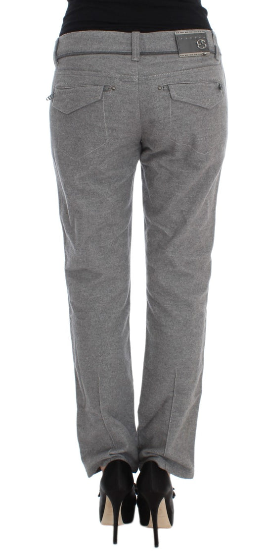 Ermanno Scervino Graue Baumwolle Straight Fit Freizeithosen