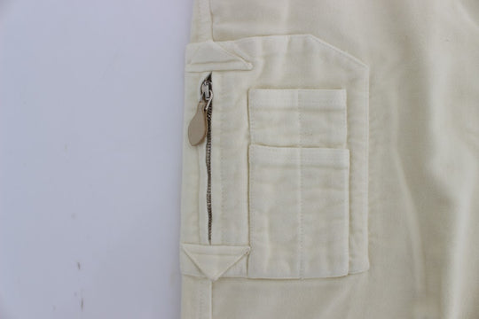 Ermanno Scervino Beigefarbene Capri-Cargo-Hose aus Baumwolle