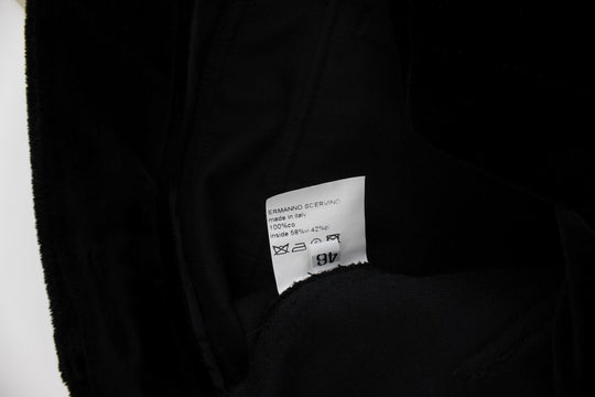 Ermanno Scervino Schwarze Samt-Baumwoll-Hose mit geraden Beinen